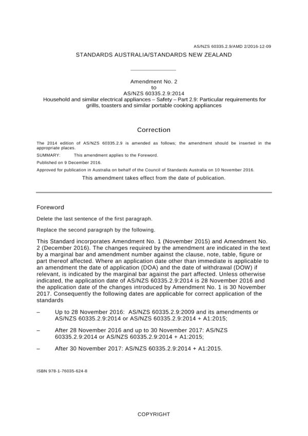 AS/NZS 60335.2.9:2014 Amd 2:2016 PDF