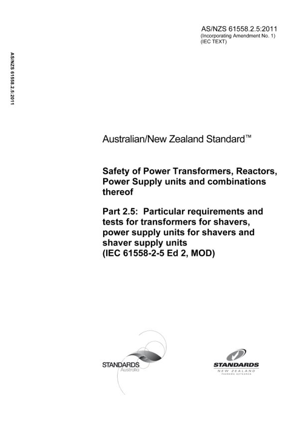 AS/NZS 61558.2.5:2011 PDF