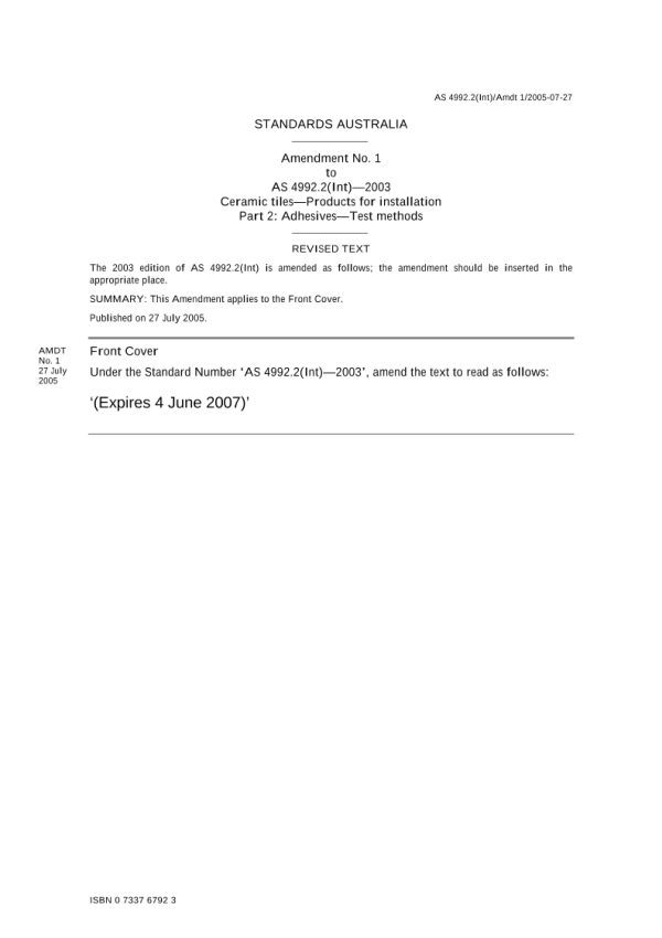 AS 4992.2(INT)-2003 AMDT 1 PDF