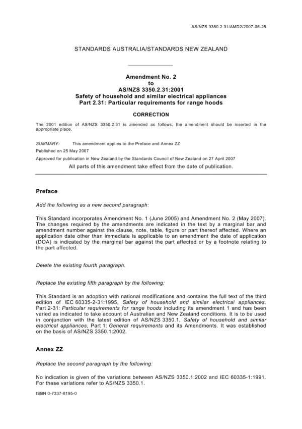 AS/NZS 3350.2.31:2001 AMDT 2 PDF