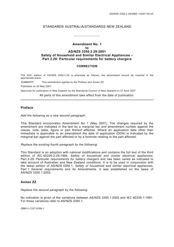 AS/NZS 3350.2.29:2001 AMDT 1 PDF